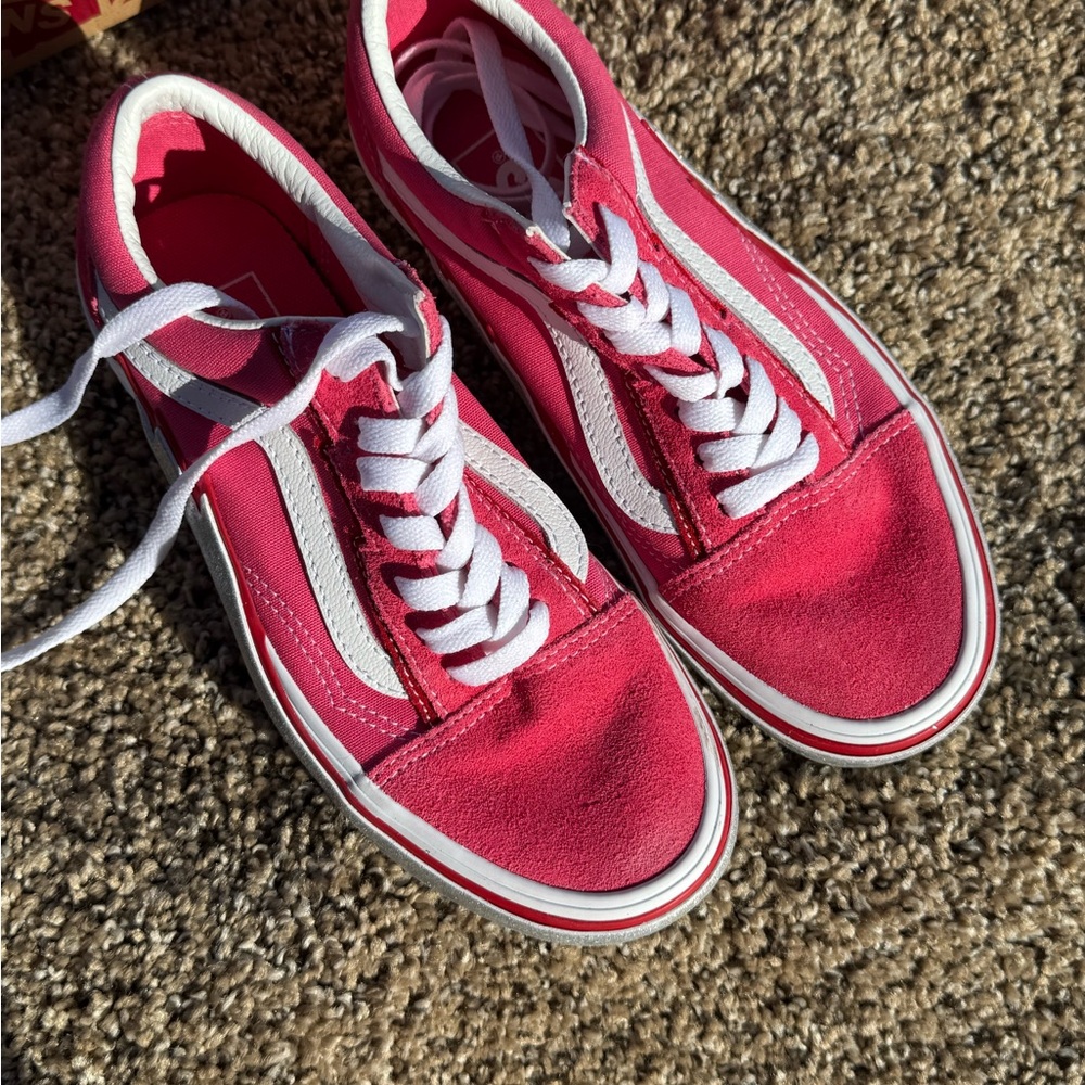 Vans Women's Bold Pink and White Sneakers